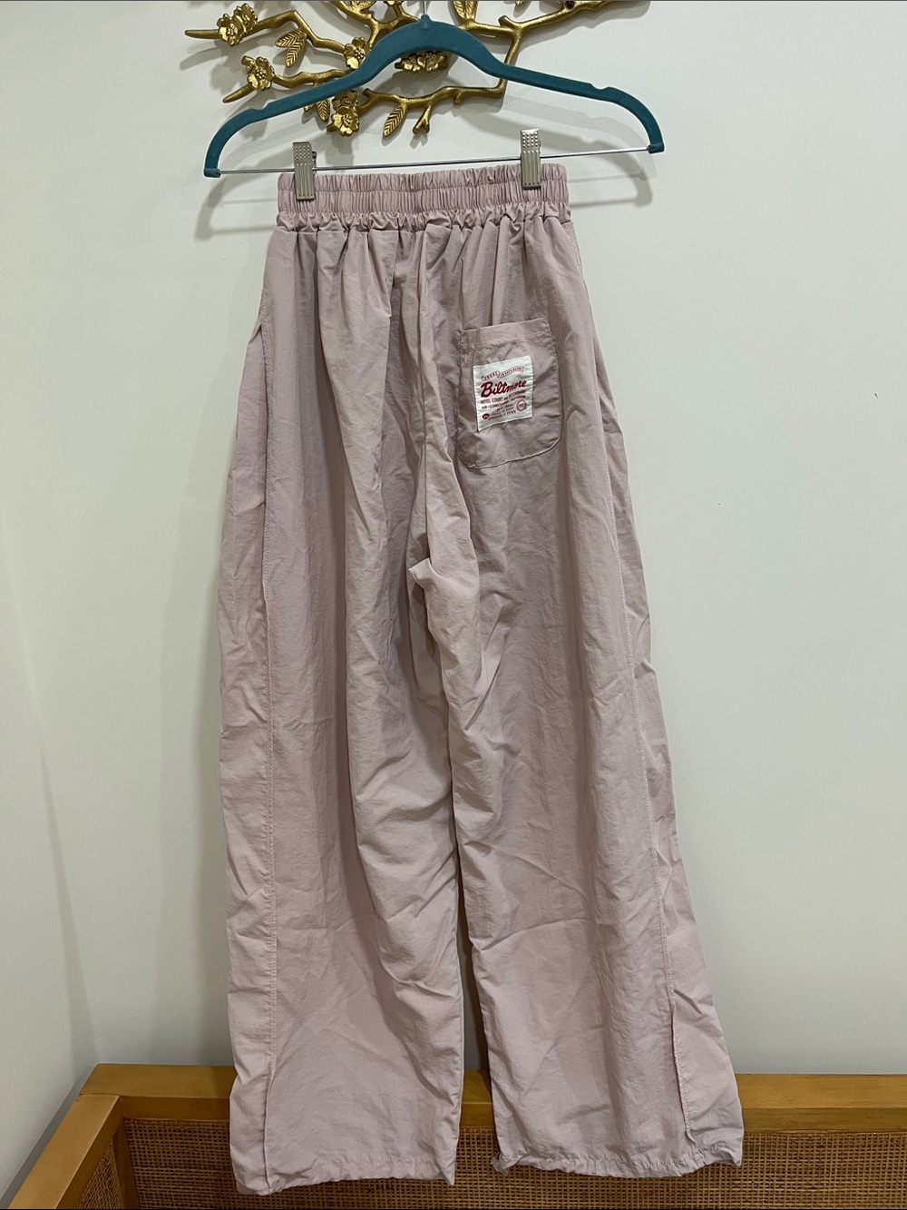 Wide-Leg Pink Track Pants with Elastic Waist